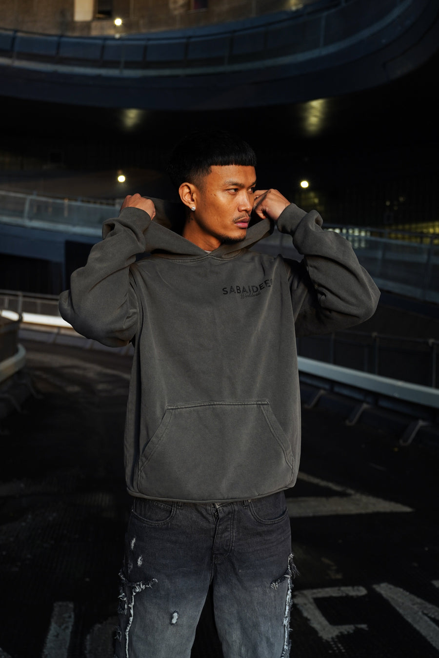 SABAIDEE® HEAVYWEIGHT OVERSIZED HOODIE - FADED BLACK II